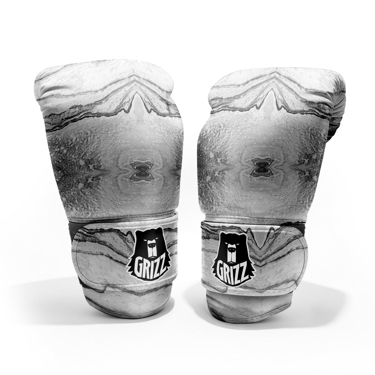 Marble White Gray Print Pattern Sparring Gloves-grizzshop