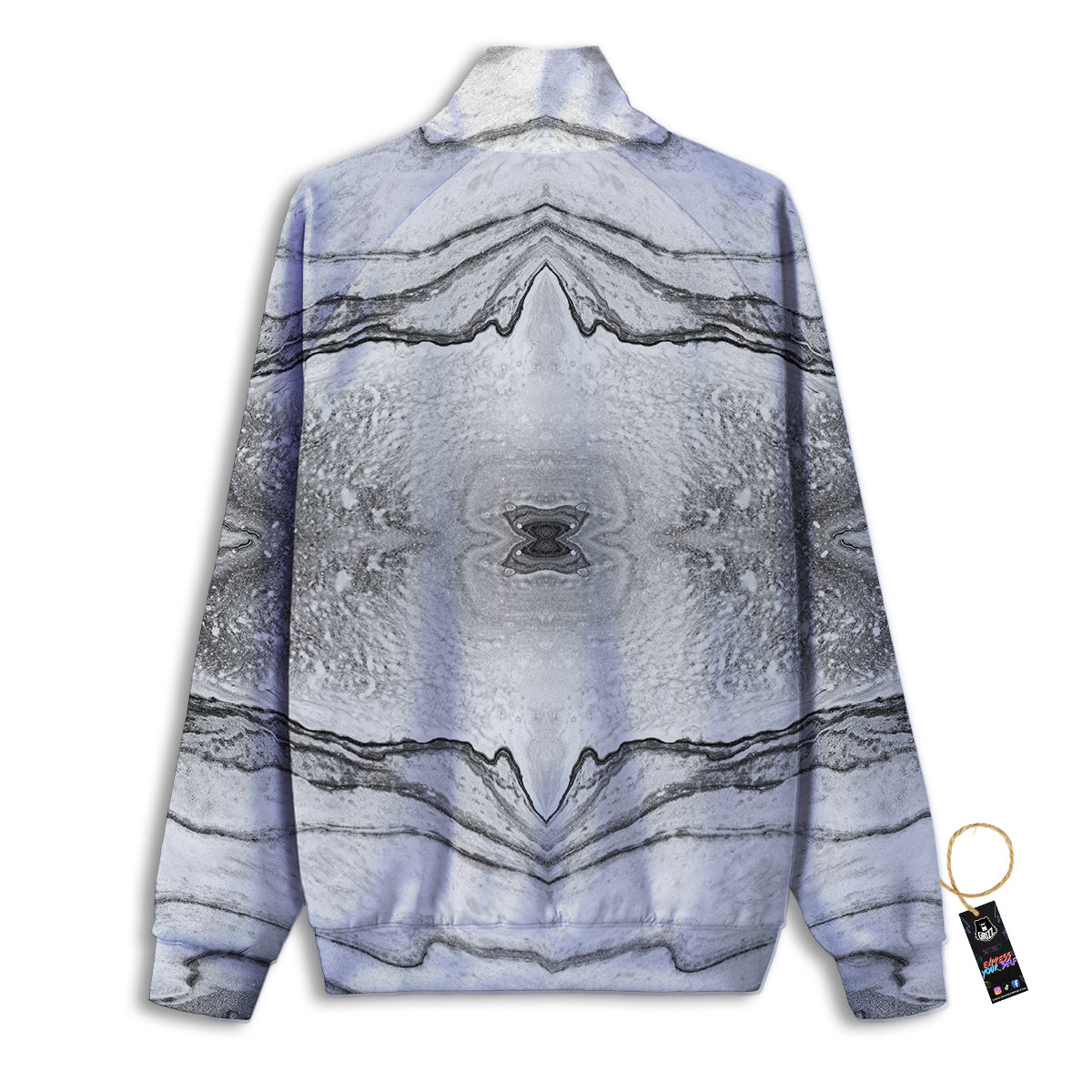 Marble White Gray Print Pattern Track Jacket-grizzshop