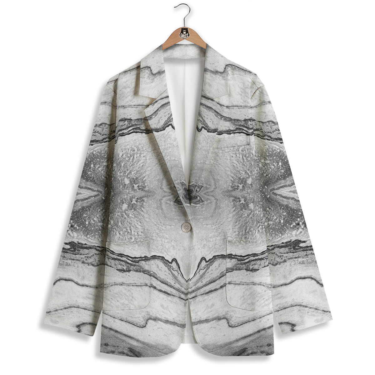 Marble White Gray Print Pattern Women's Blazer-grizzshop