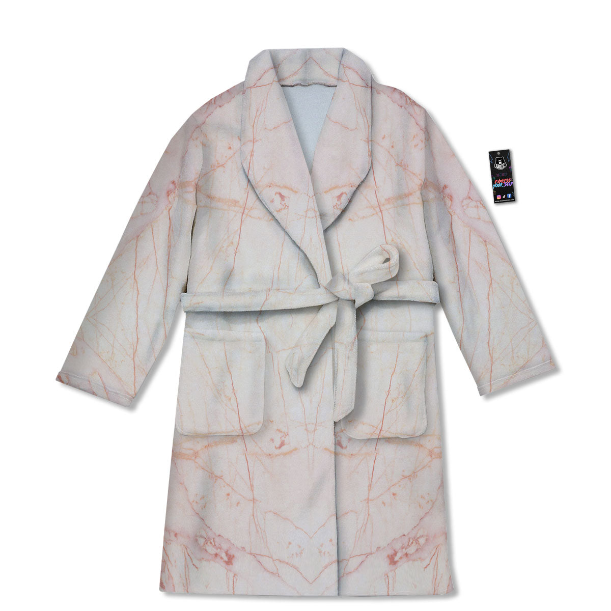 Marble White Pink Print Pattern Bathrobe-grizzshop