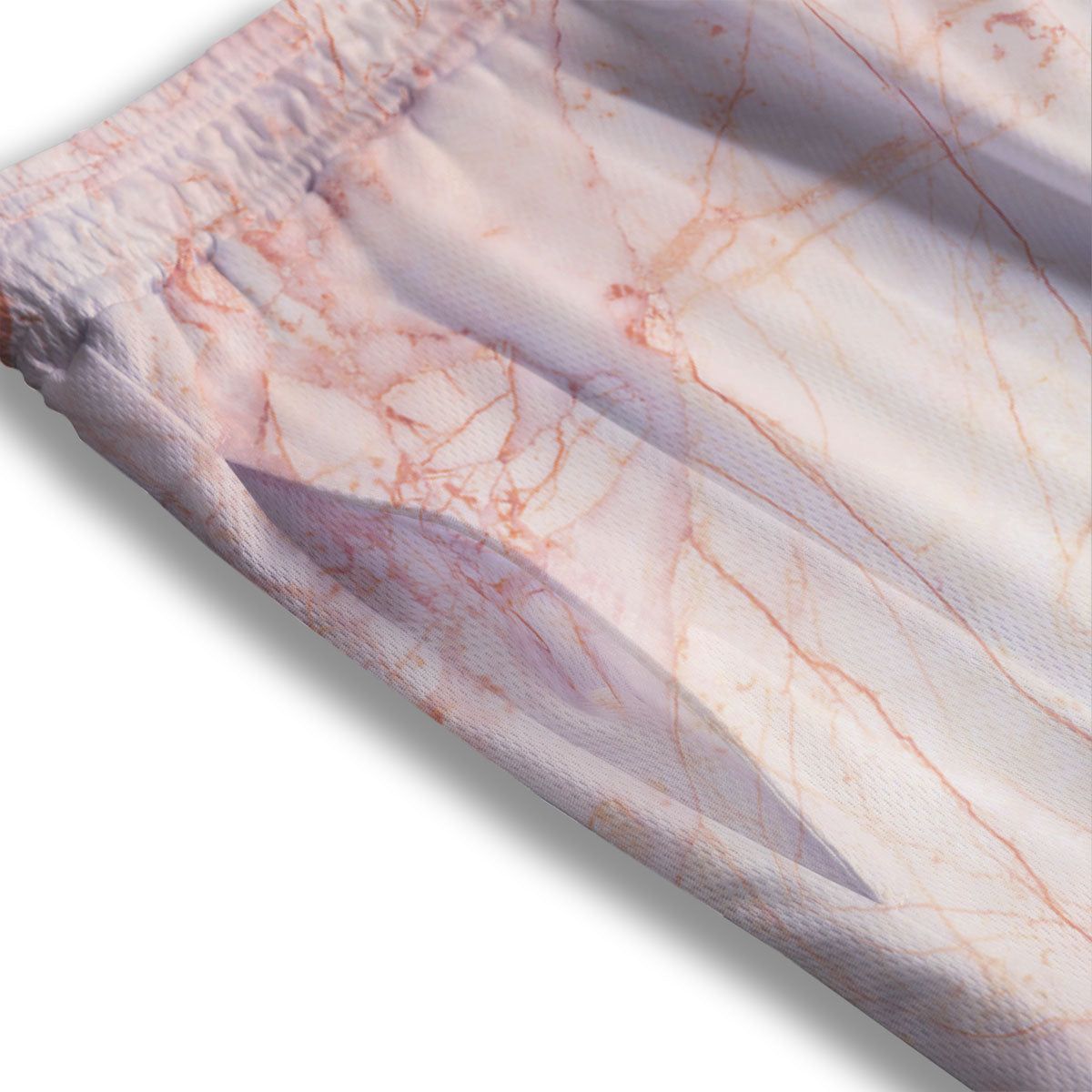 Marble White Pink Print Pattern Mesh Shorts
