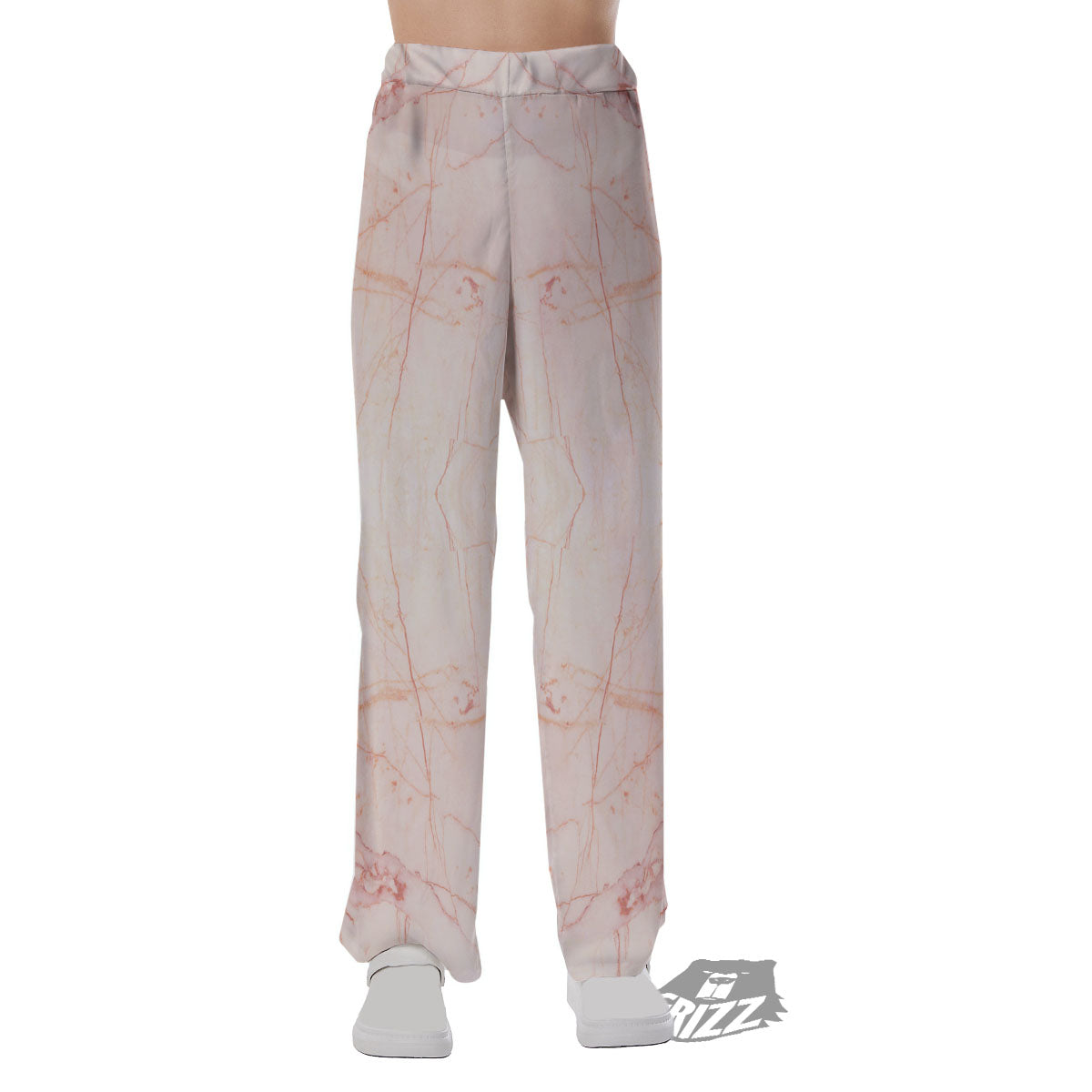 Marble White Pink Print Pattern Pajama Pants-grizzshop