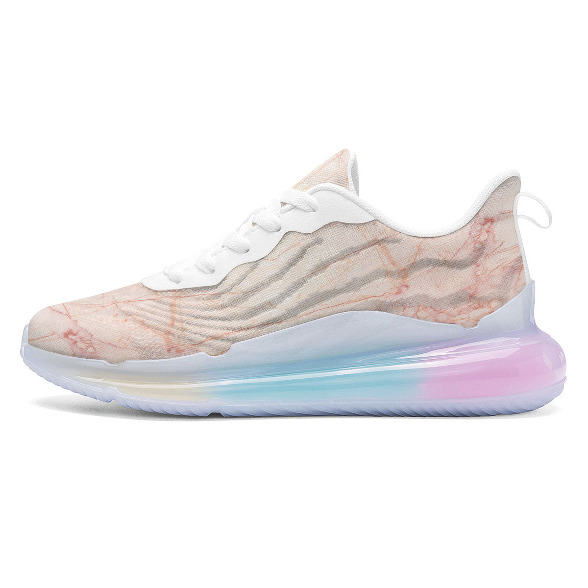 Marble White Pink Print Pattern Running Sneakers-grizzshop
