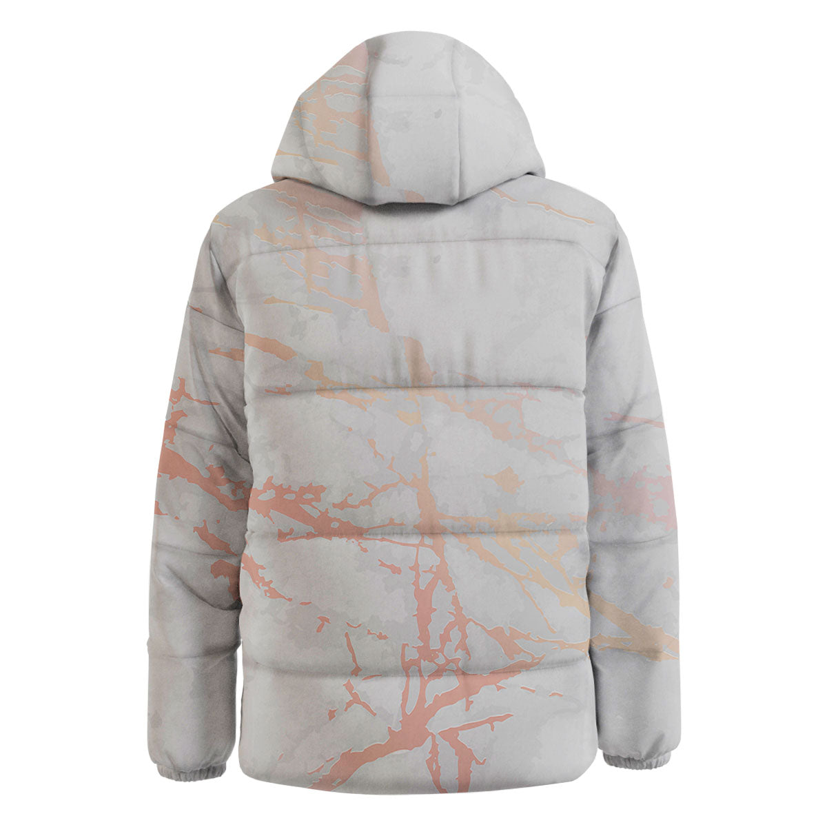 Marble White Rose Gold Print Down Jacket-grizzshop