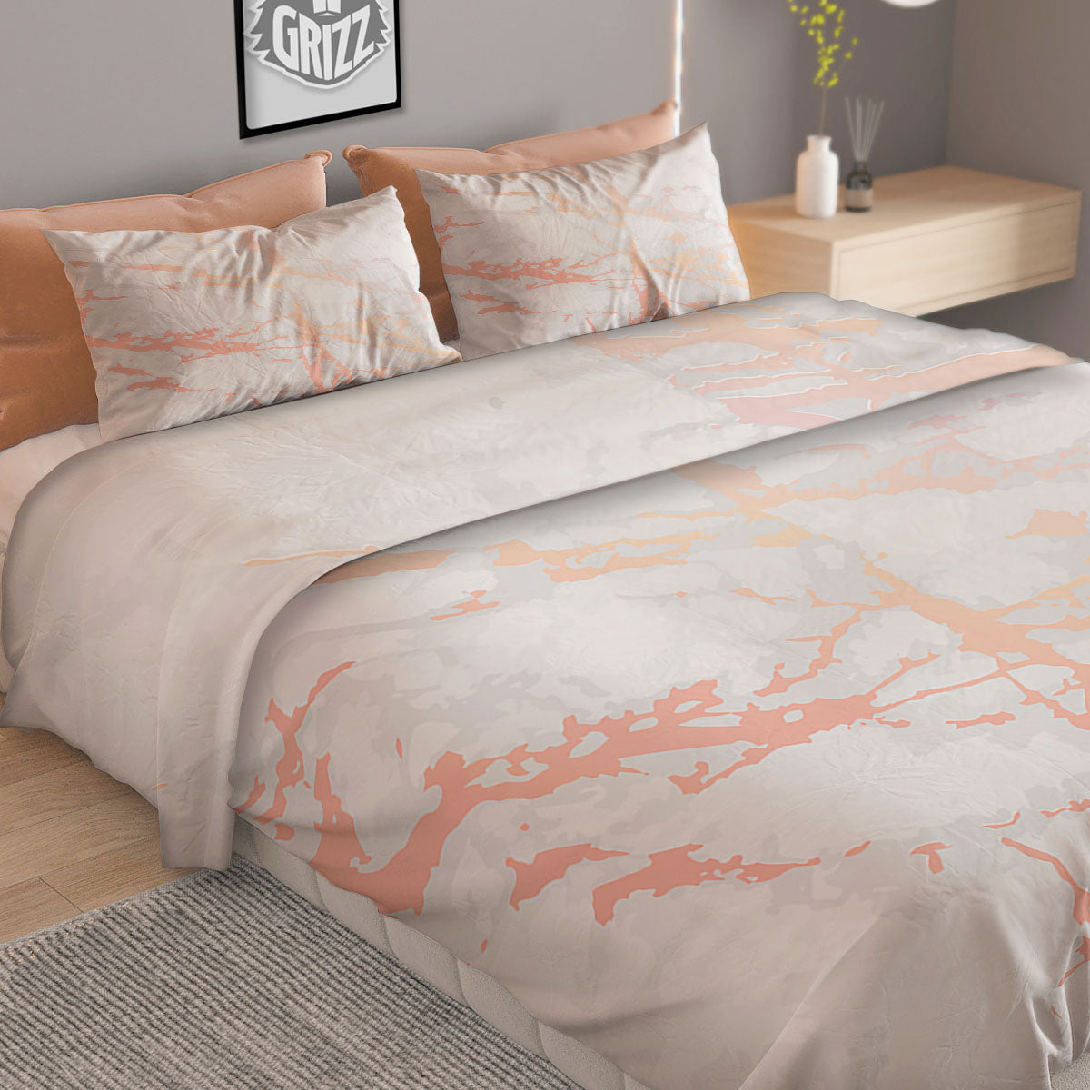 Marble White Rose Gold Print Duvet Cover Bedding Set