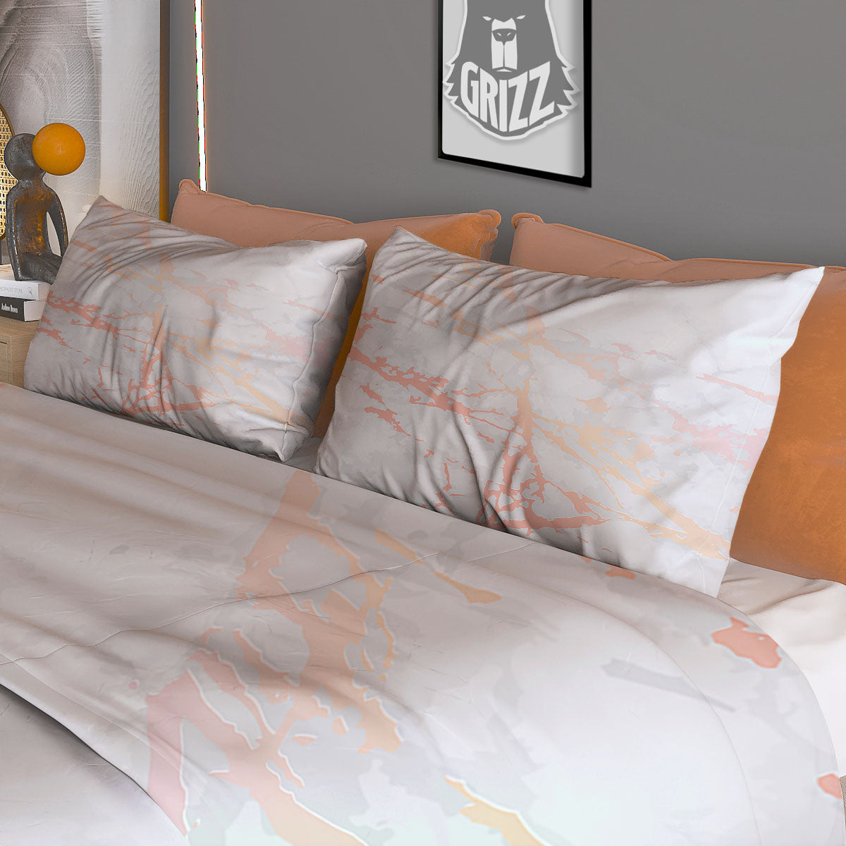 Marble White Rose Gold Print Duvet Cover Bedding Set