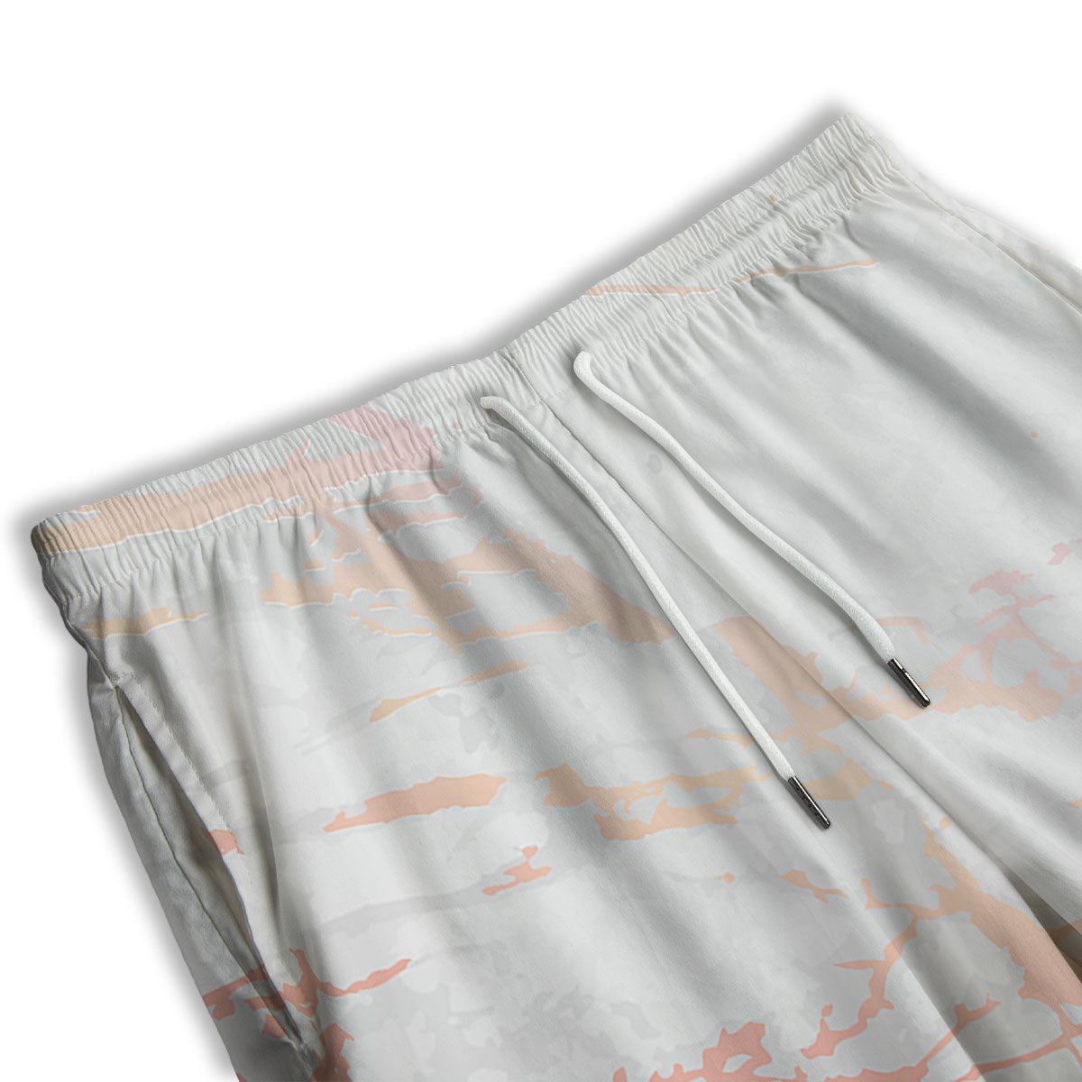 Marble White Rose Gold Print Men's Athletic Shorts
