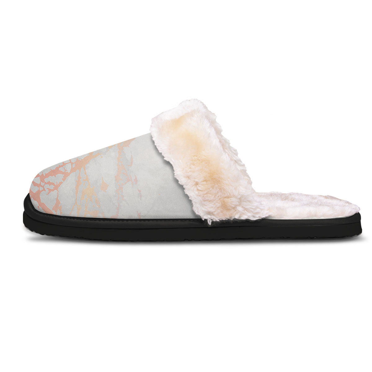 Marble White Rose Gold Print Slippers-grizzshop