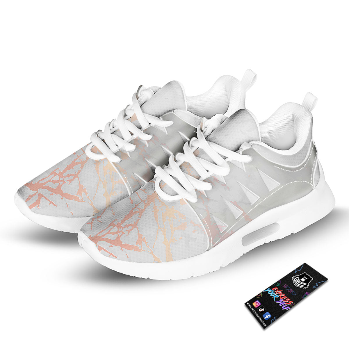 Marble White Rose Gold Print Tennis Shoes-grizzshop