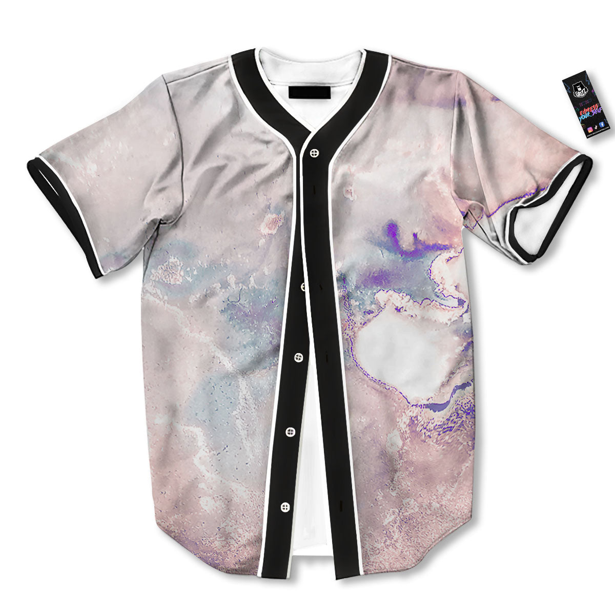 Marble White Ruby Print Baseball Jersey-grizzshop