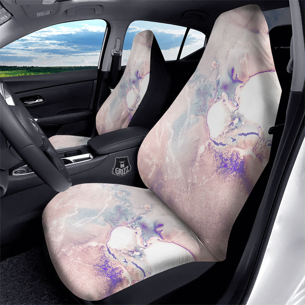 Marble White Ruby Print Car Seat Covers-grizzshop