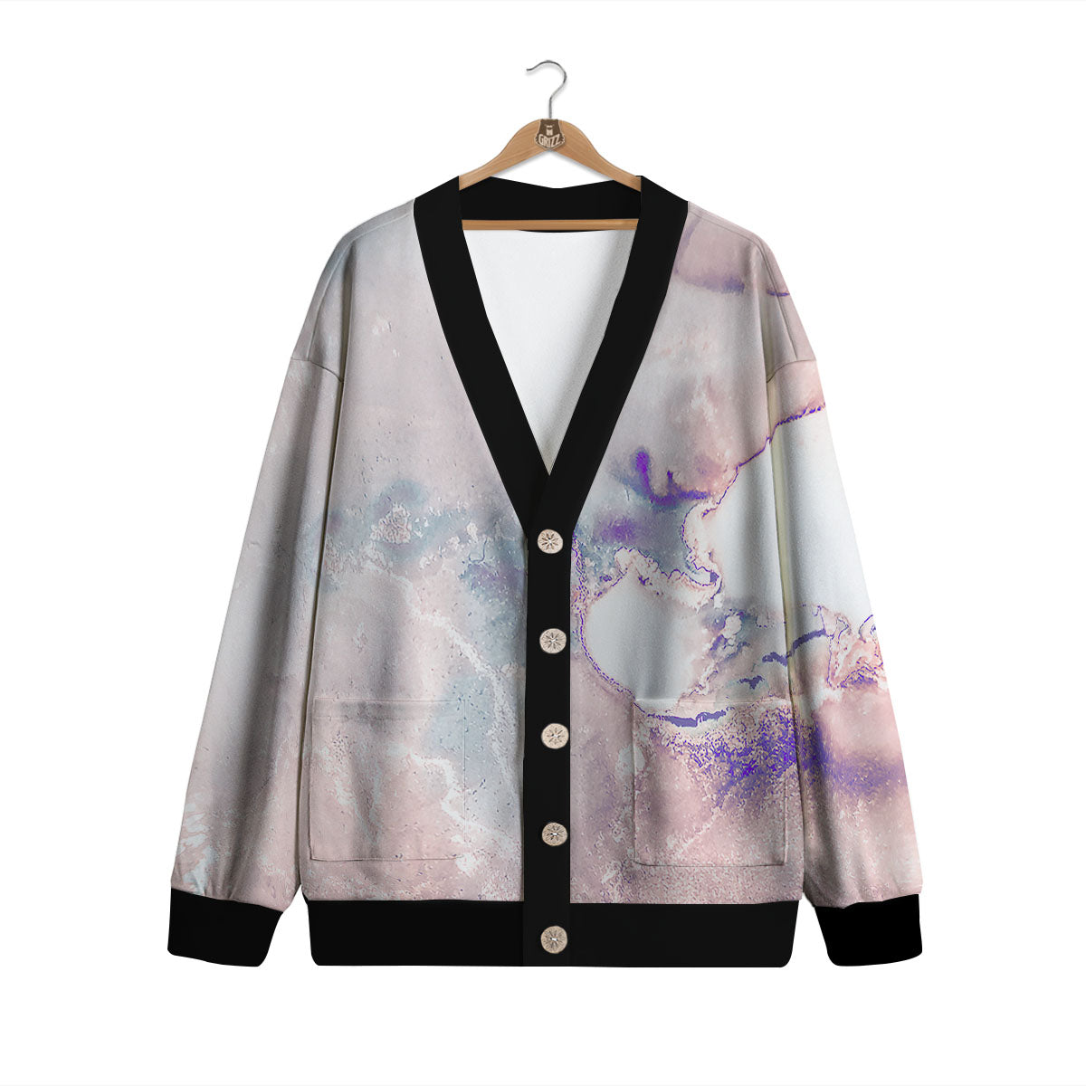 Marble White Ruby Print Cardigan-grizzshop