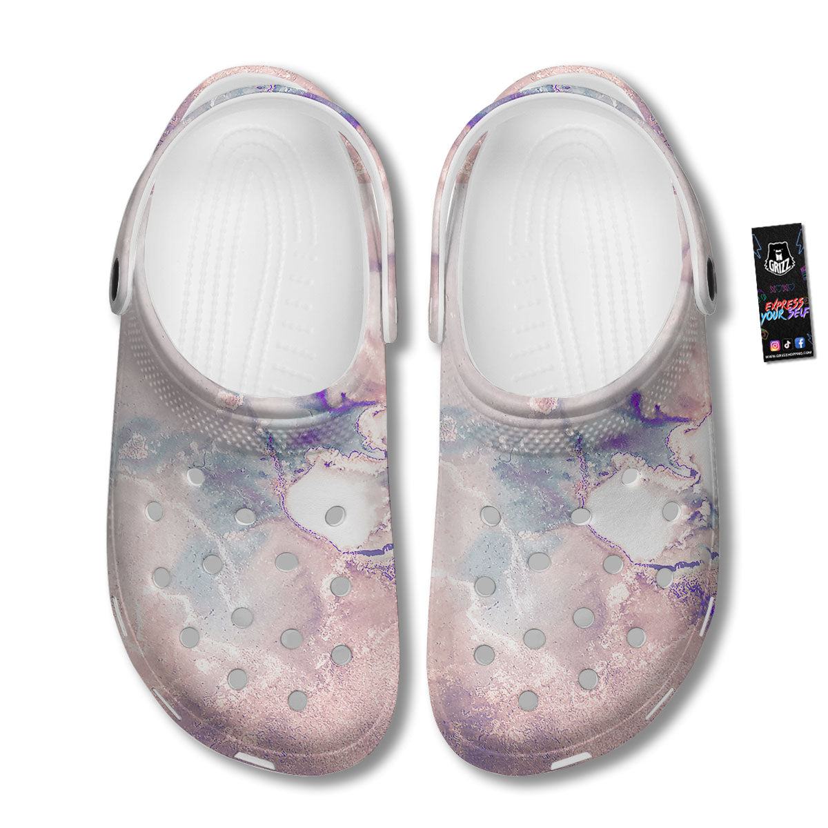 Marble White Ruby Print Clog-grizzshop