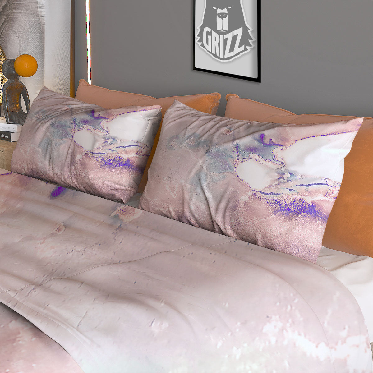 Marble White Ruby Print Duvet Cover Bedding Set