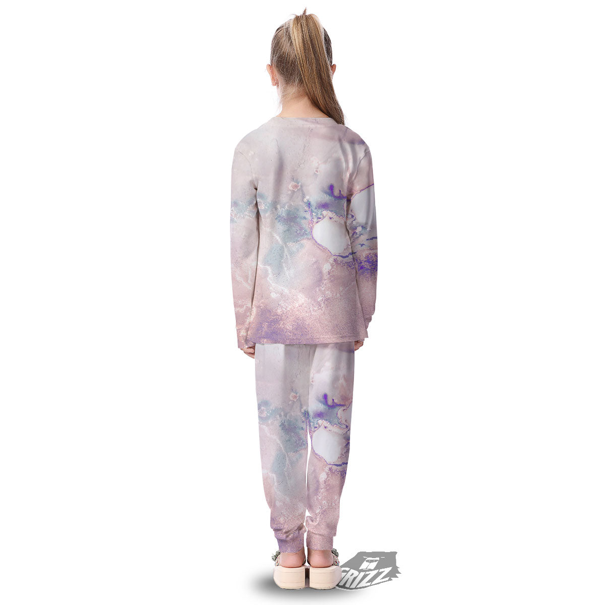 Marble White Ruby Print Kid's Pajamas-grizzshop