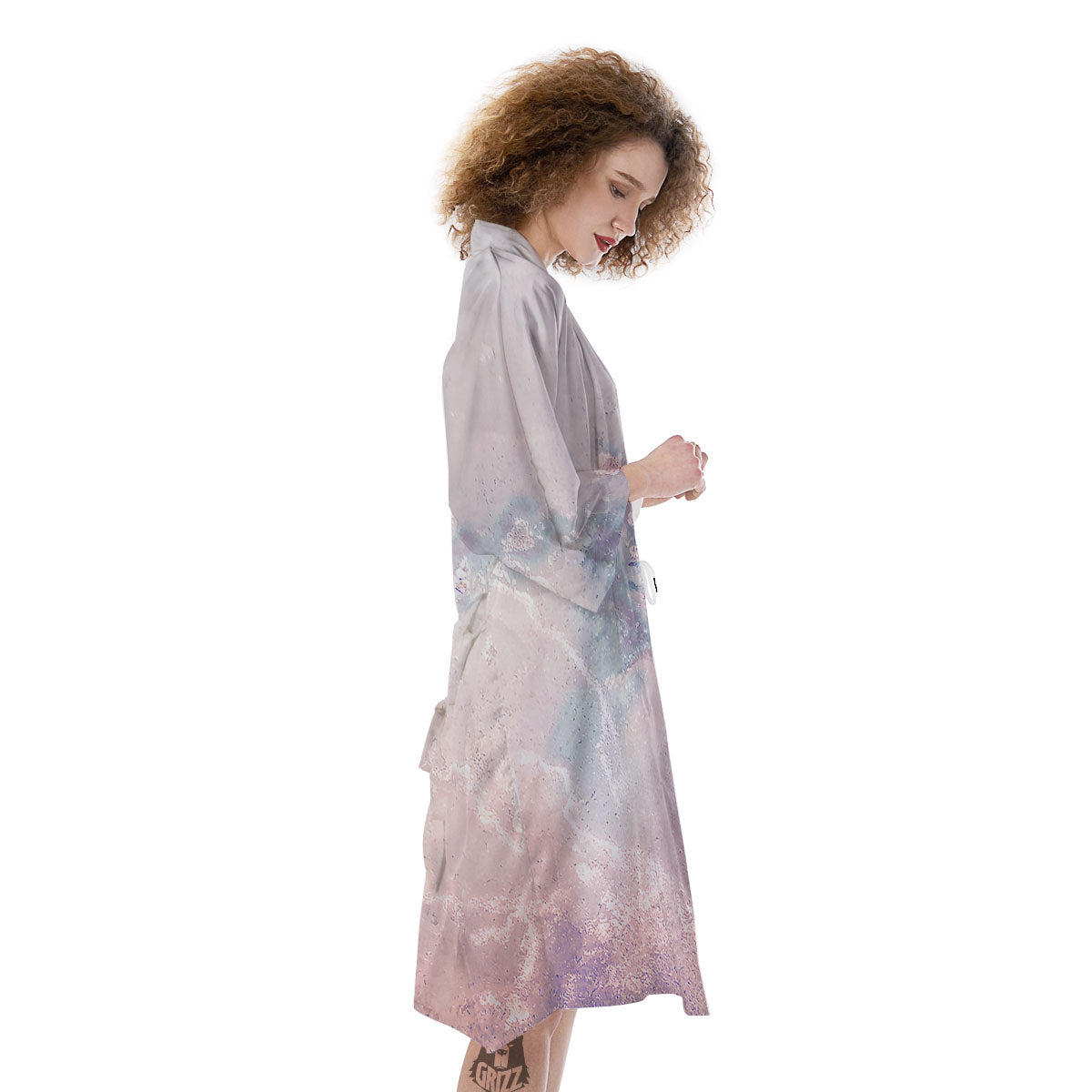 Marble White Ruby Print Kimono-grizzshop
