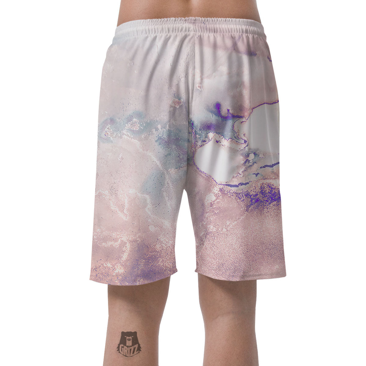Marble White Ruby Print Men's Shorts-grizzshop