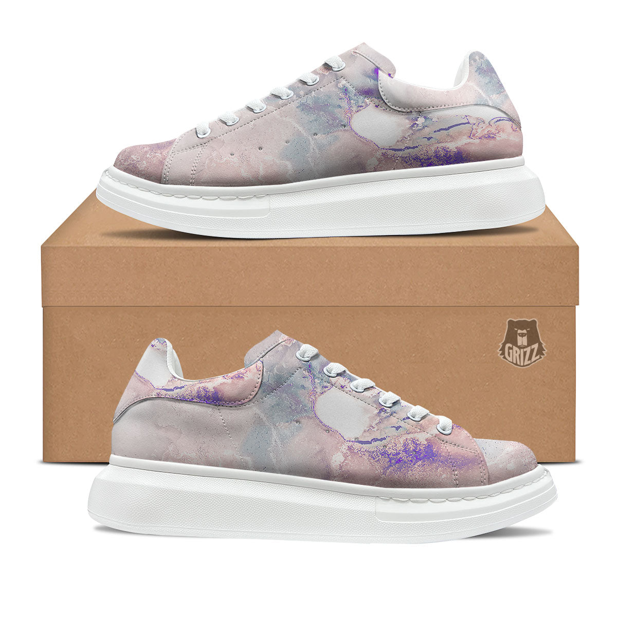 Marble White Ruby Print Platform Shoes-grizzshop