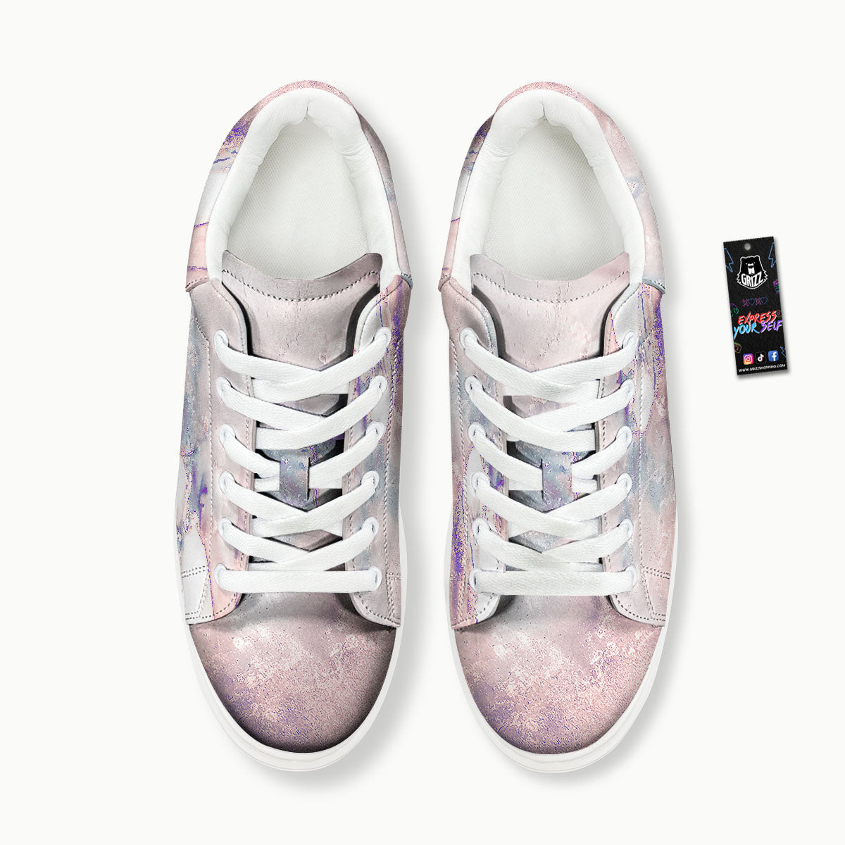 Marble White Ruby Print Platform Shoes-grizzshop