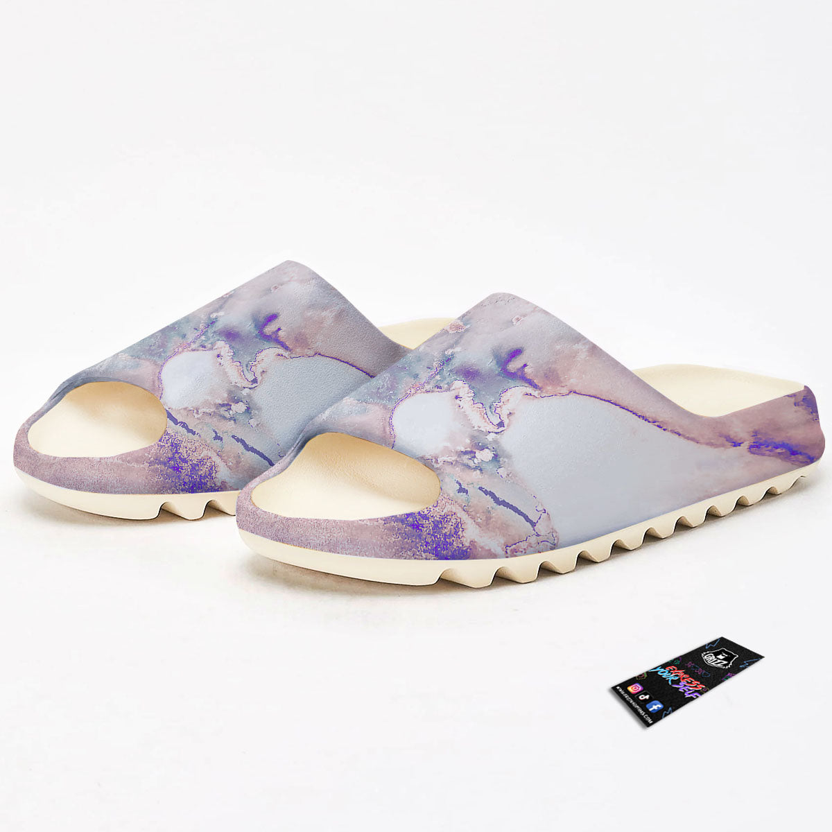 Marble White Ruby Print Sandals-grizzshop