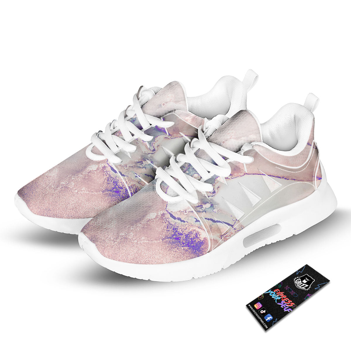 Marble White Ruby Print Tennis Shoes-grizzshop