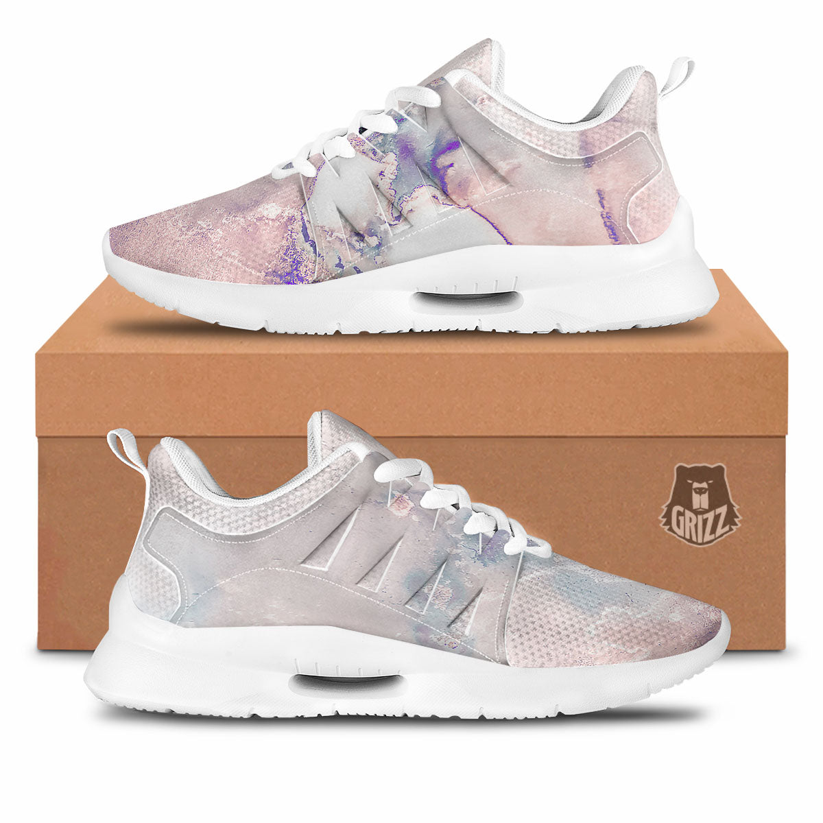 Marble White Ruby Print Tennis Shoes-grizzshop