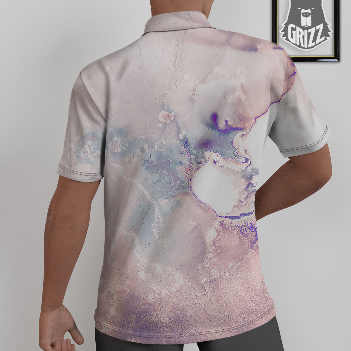 Marble White Ruby Print Untucked Shirts-grizzshop