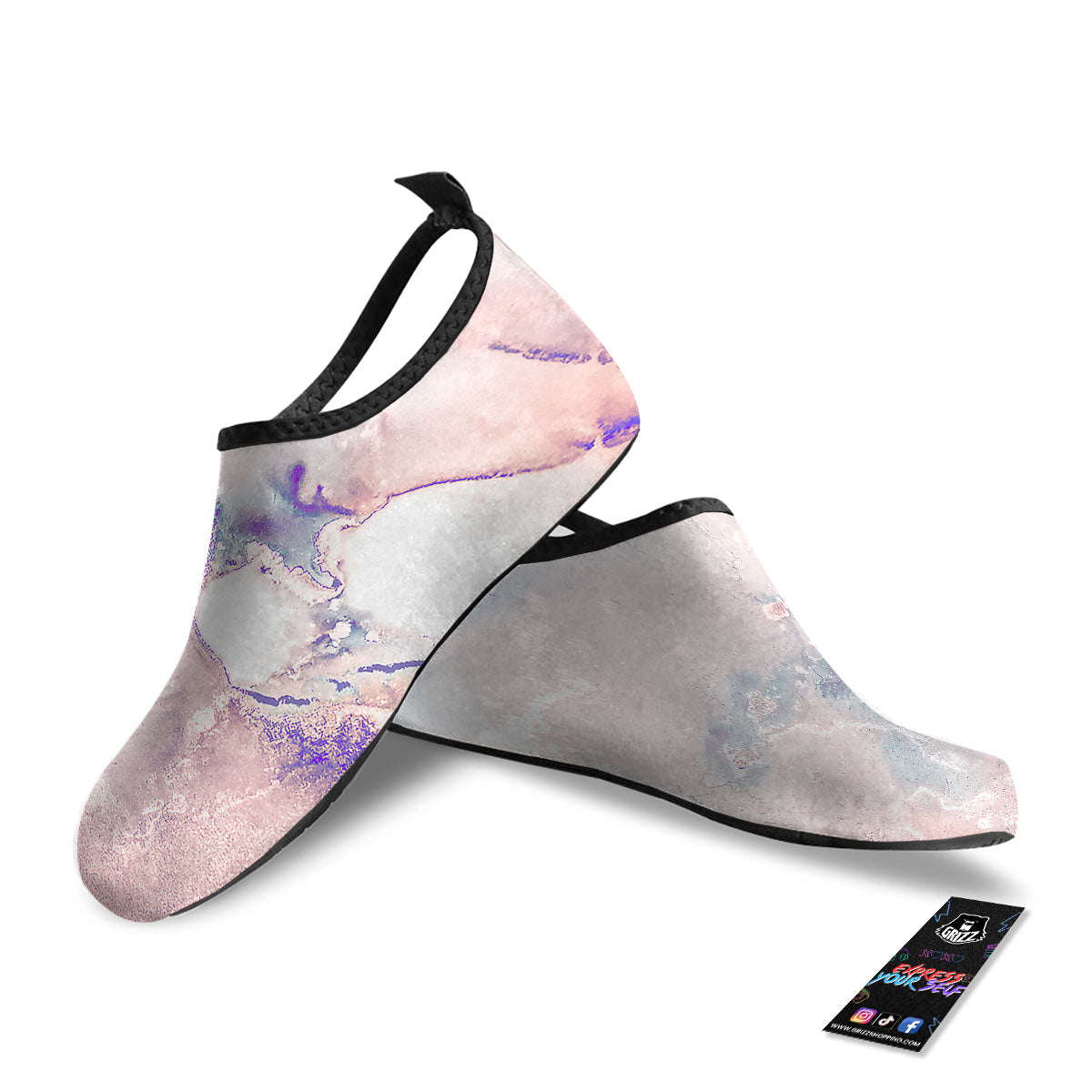 Marble White Ruby Print Water Shoes-grizzshop