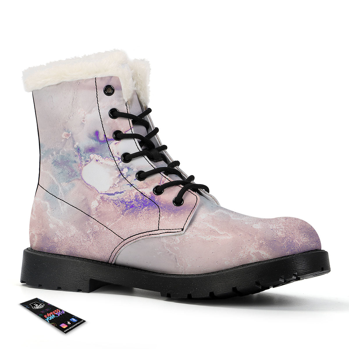 Marble White Ruby Print Winter Boots-grizzshop