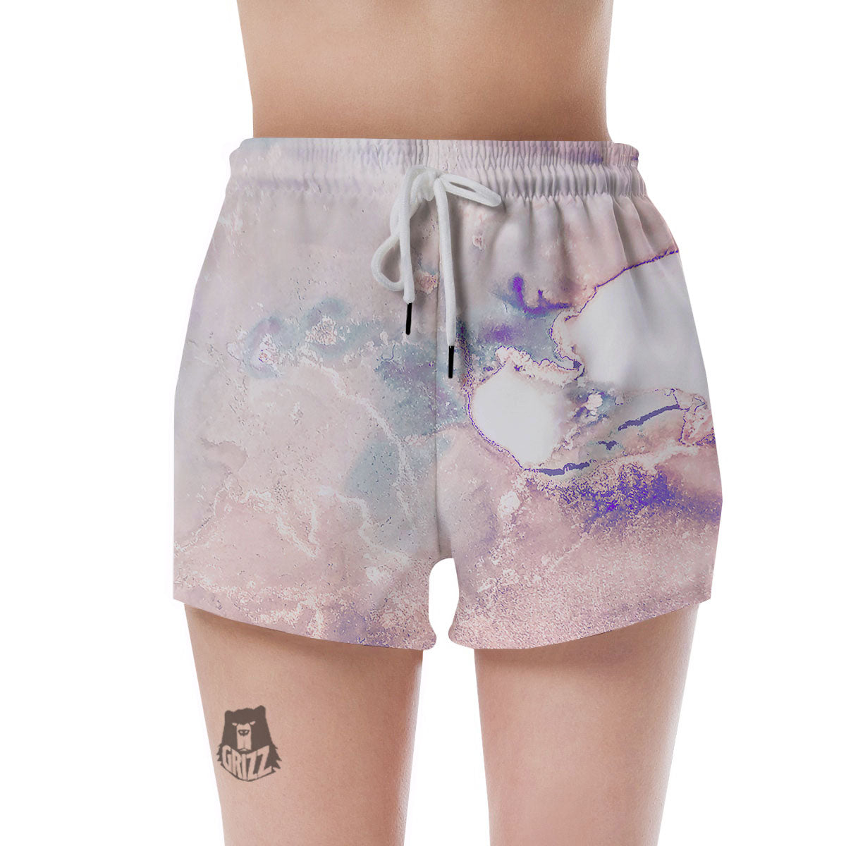 Marble White Ruby Print Women's Shorts-grizzshop