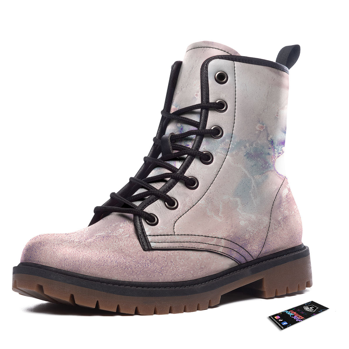 Marble White Ruby Print Work Boots-grizzshop