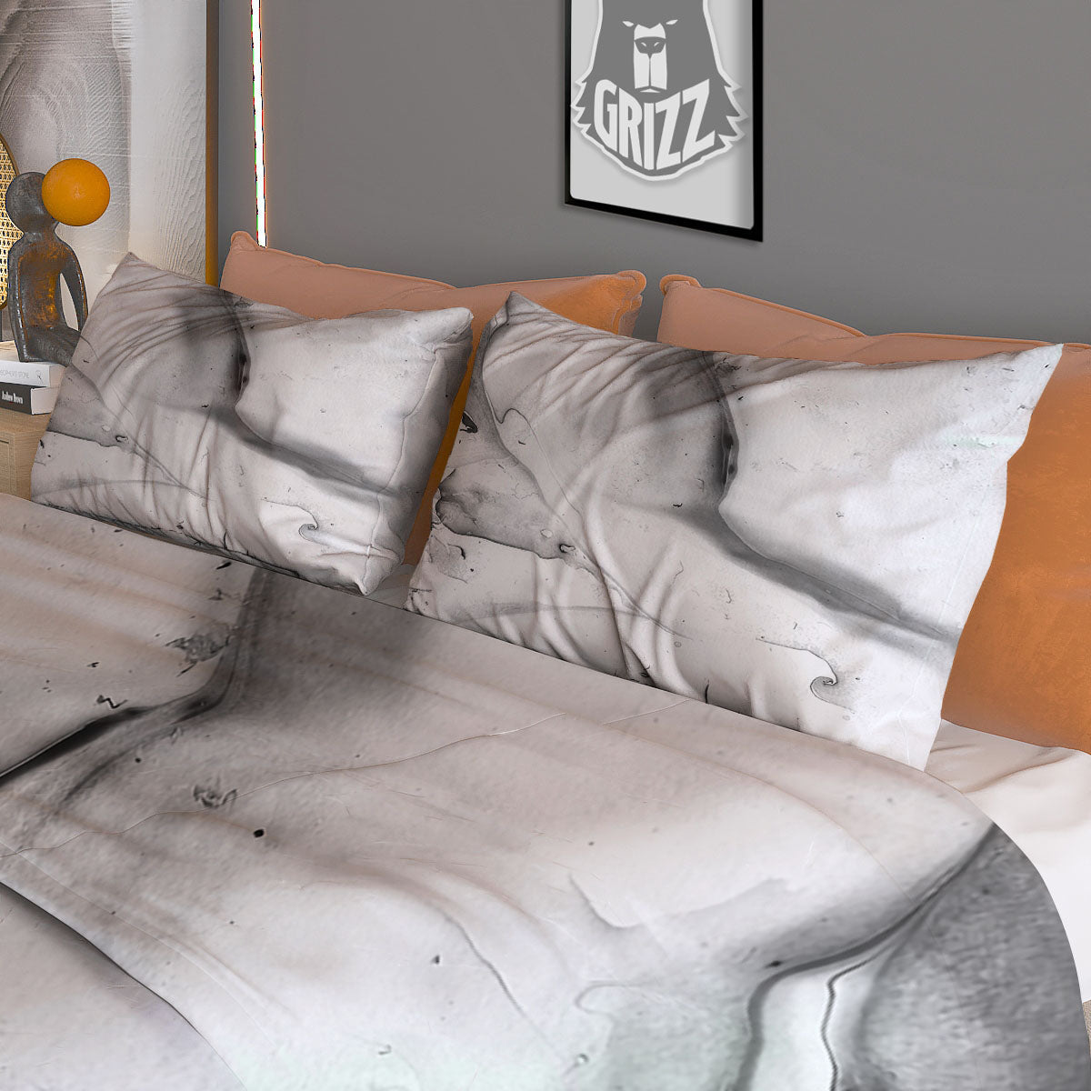 Marble White Smoke Print Duvet Cover Bedding Set