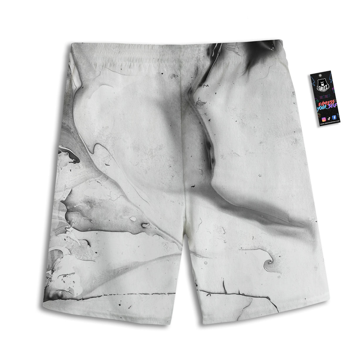 Marble White Smoke Print Men's Athletic Shorts