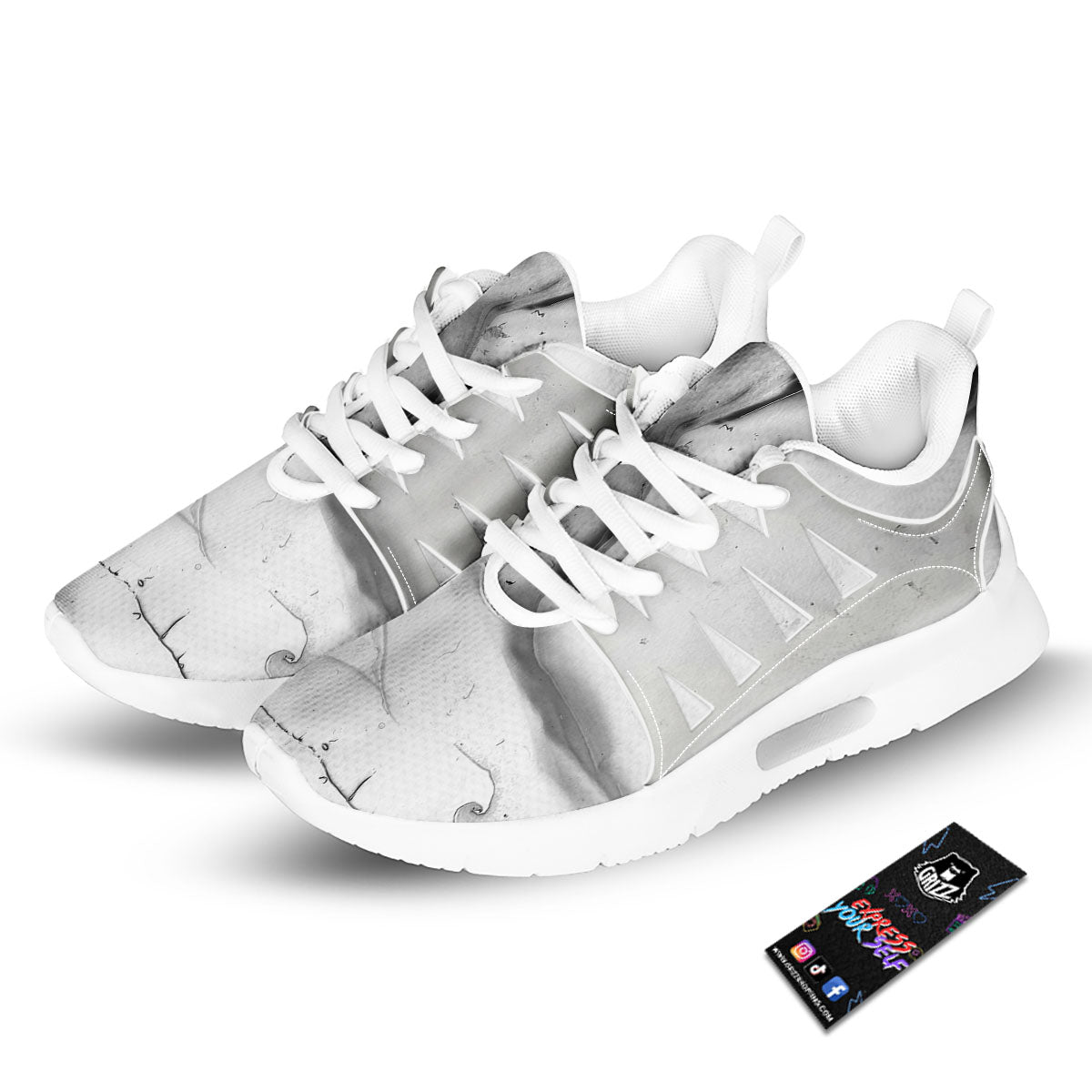 Marble White Smoke Print Tennis Shoes-grizzshop