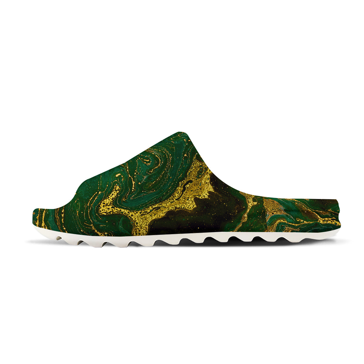 Marble Abstract texture Gold And Dark Green Print Sandals-grizzshop