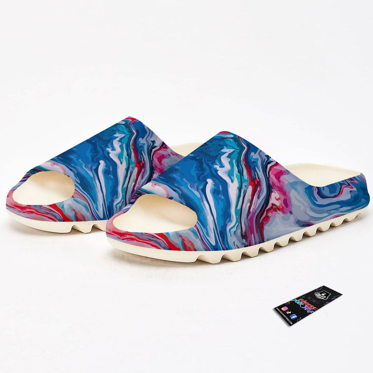 Marble Cartoon Texture Red Blue Print Sandals-grizzshop