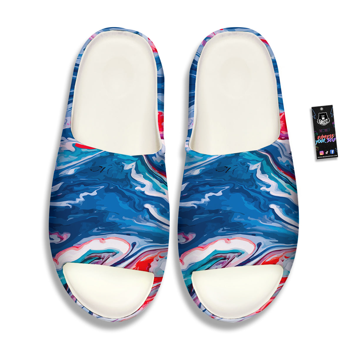 Marble Cartoon Texture Red Blue Print Sandals-grizzshop