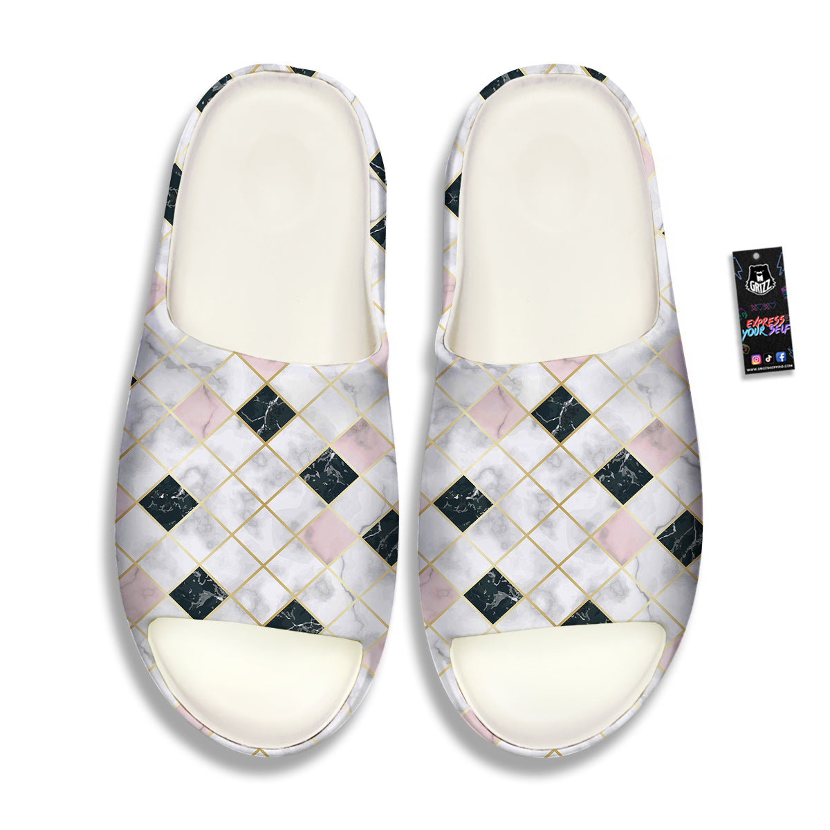 Marble Luxury Geometric Print Sandals-grizzshop