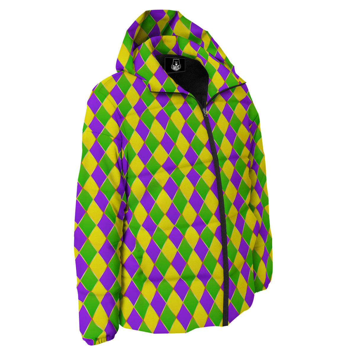 Mardi Gras Purple Green And Yellow Print Pattern Down Jacket-grizzshop