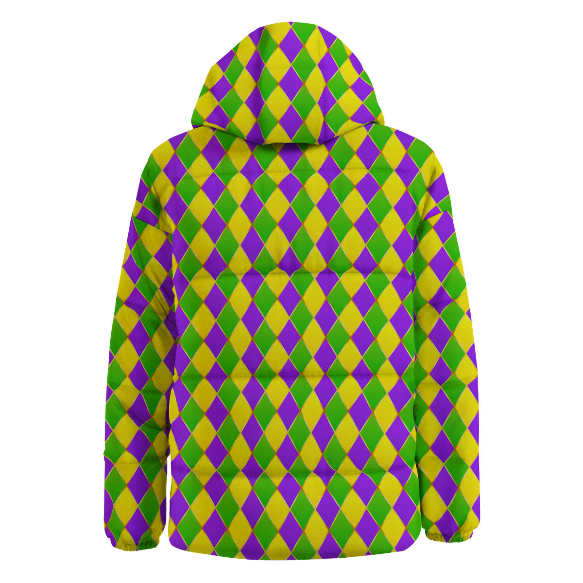 Mardi Gras Purple Green And Yellow Print Pattern Down Jacket-grizzshop