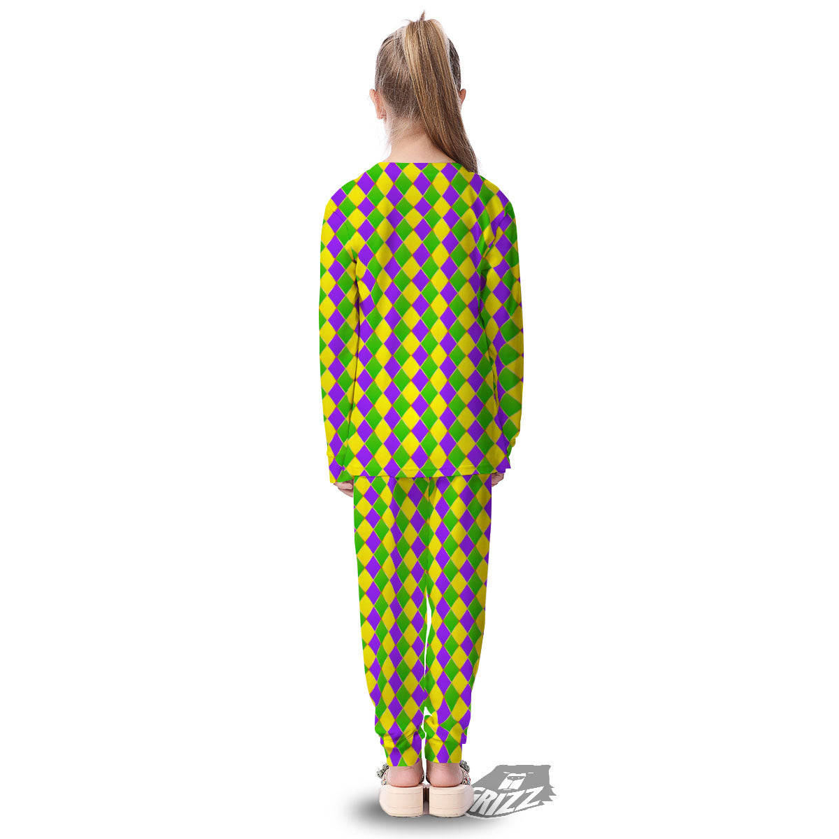 Mardi Gras Purple Green And Yellow Print Pattern Kid's Pajamas-grizzshop