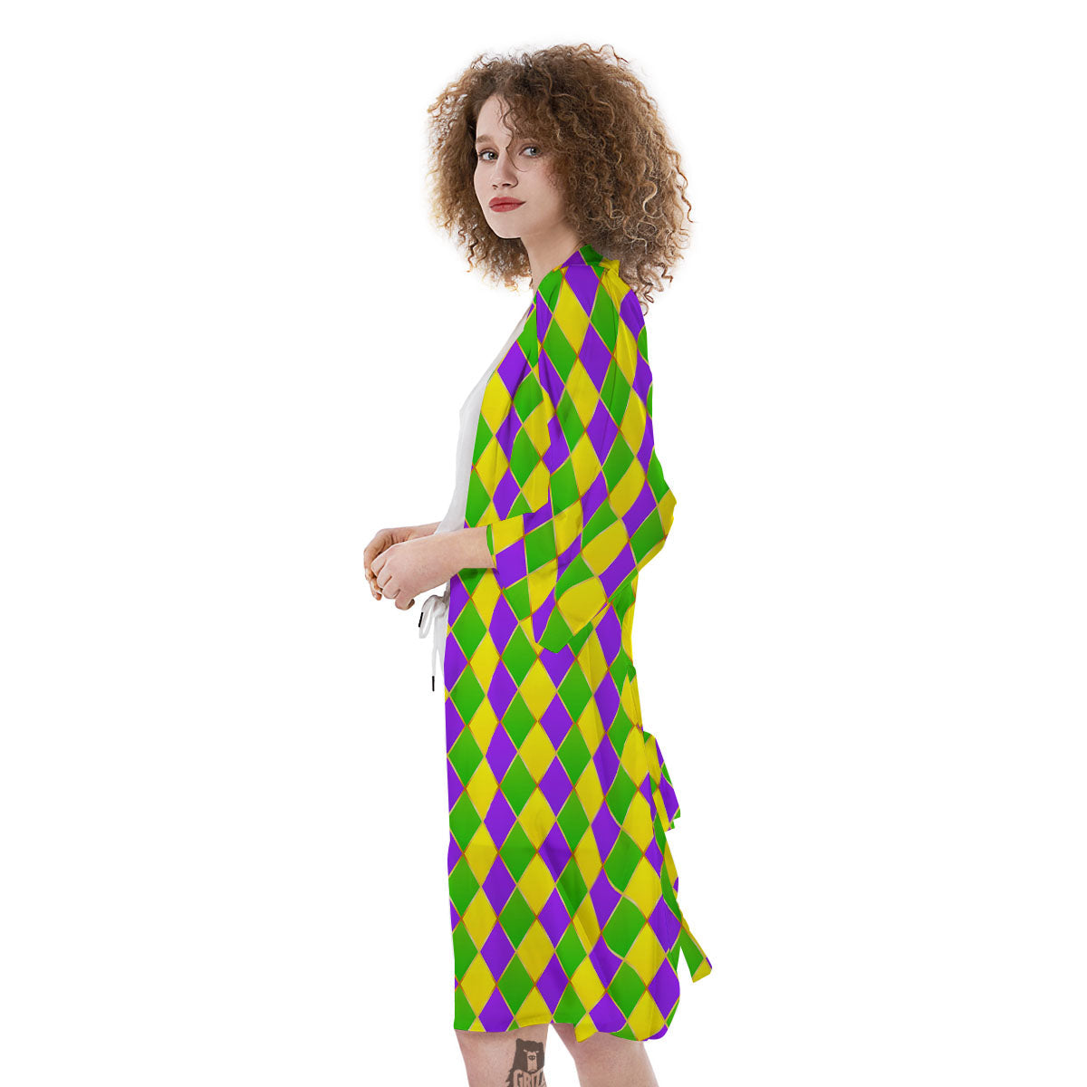 Mardi Gras Purple Green And Yellow Print Pattern Kimono-grizzshop