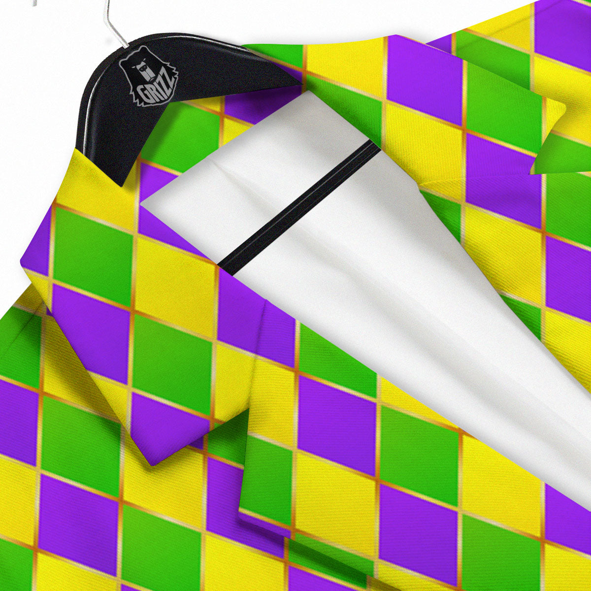 Mardi Gras Purple Green And Yellow Print Pattern Men's Sport Coat-grizzshop