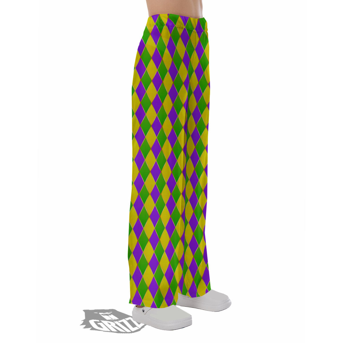 Mardi Gras Purple Green And Yellow Print Pattern Pajama Pants-grizzshop