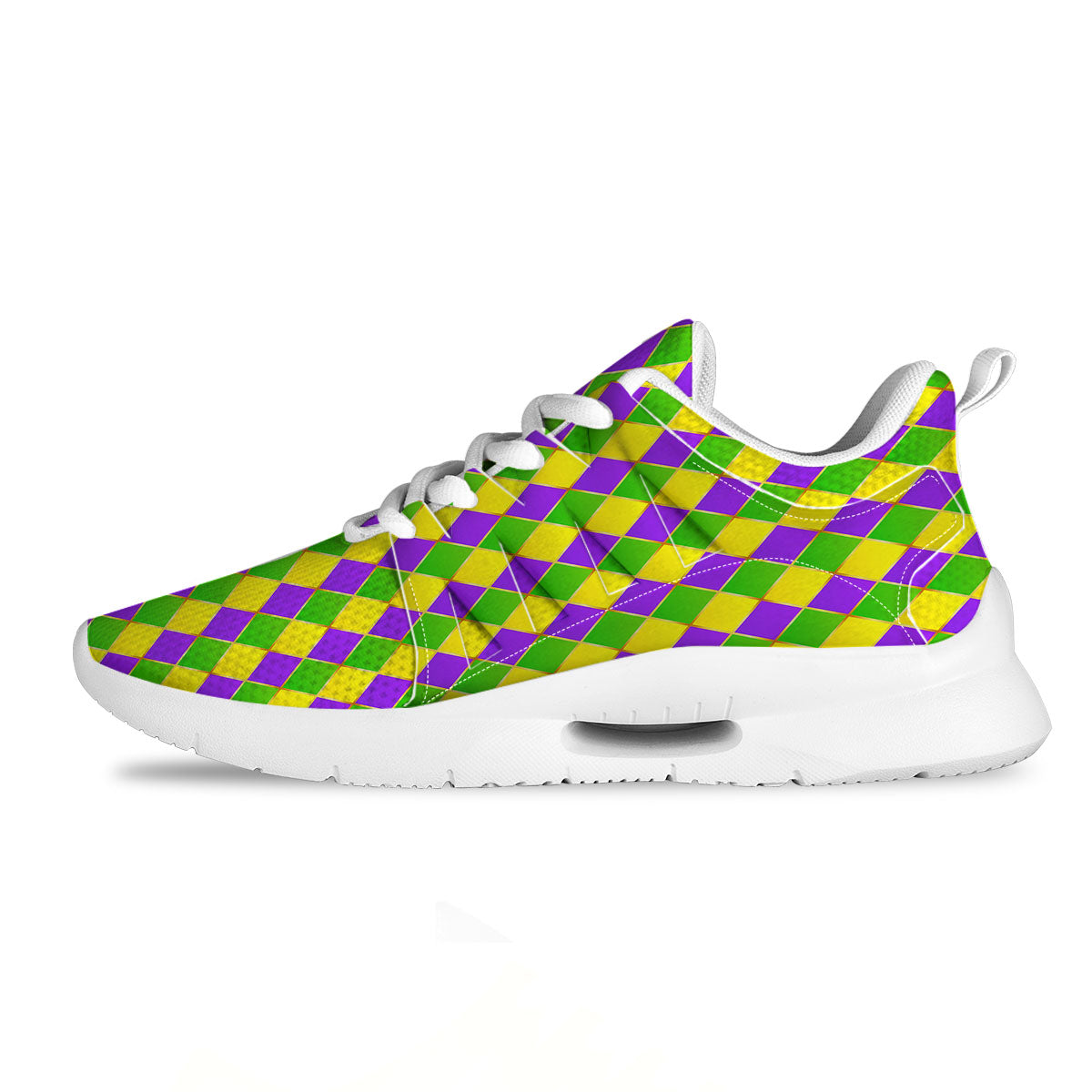 Mardi Gras Purple Green And Yellow Print Pattern Tennis Shoes-grizzshop