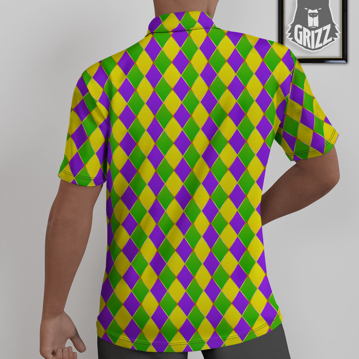 Mardi Gras Purple Green And Yellow Print Pattern Untucked Shirts-grizzshop