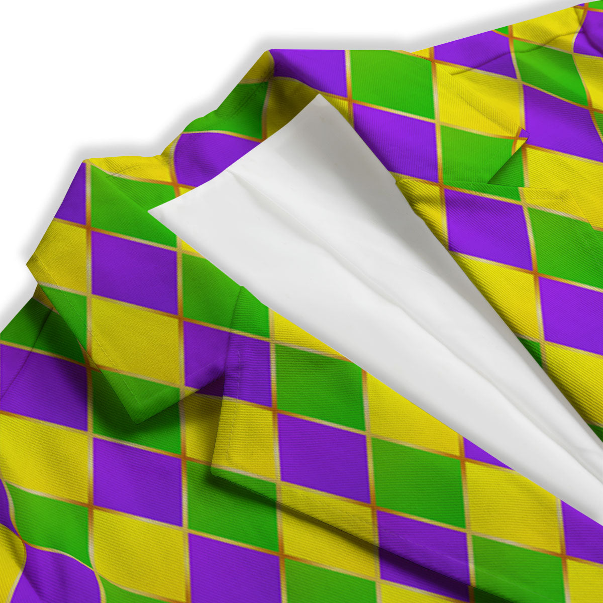 Mardi Gras Purple Green And Yellow Print Pattern Women's Blazer-grizzshop