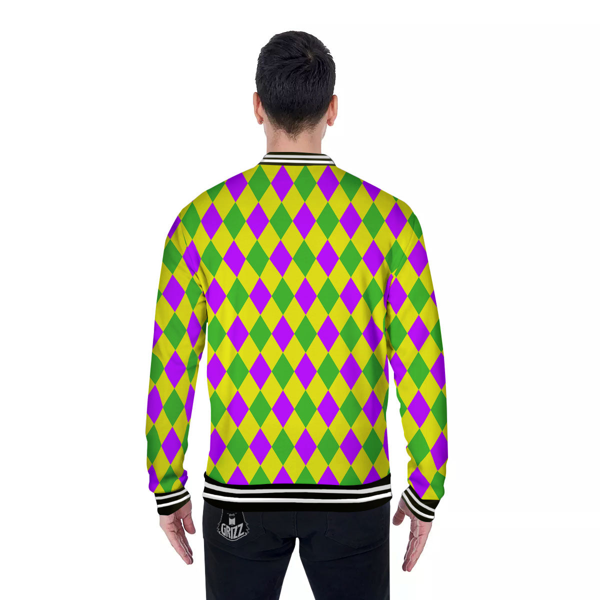 Mardi Harlequin Gras Print Pattern Baseball Jacket-grizzshop