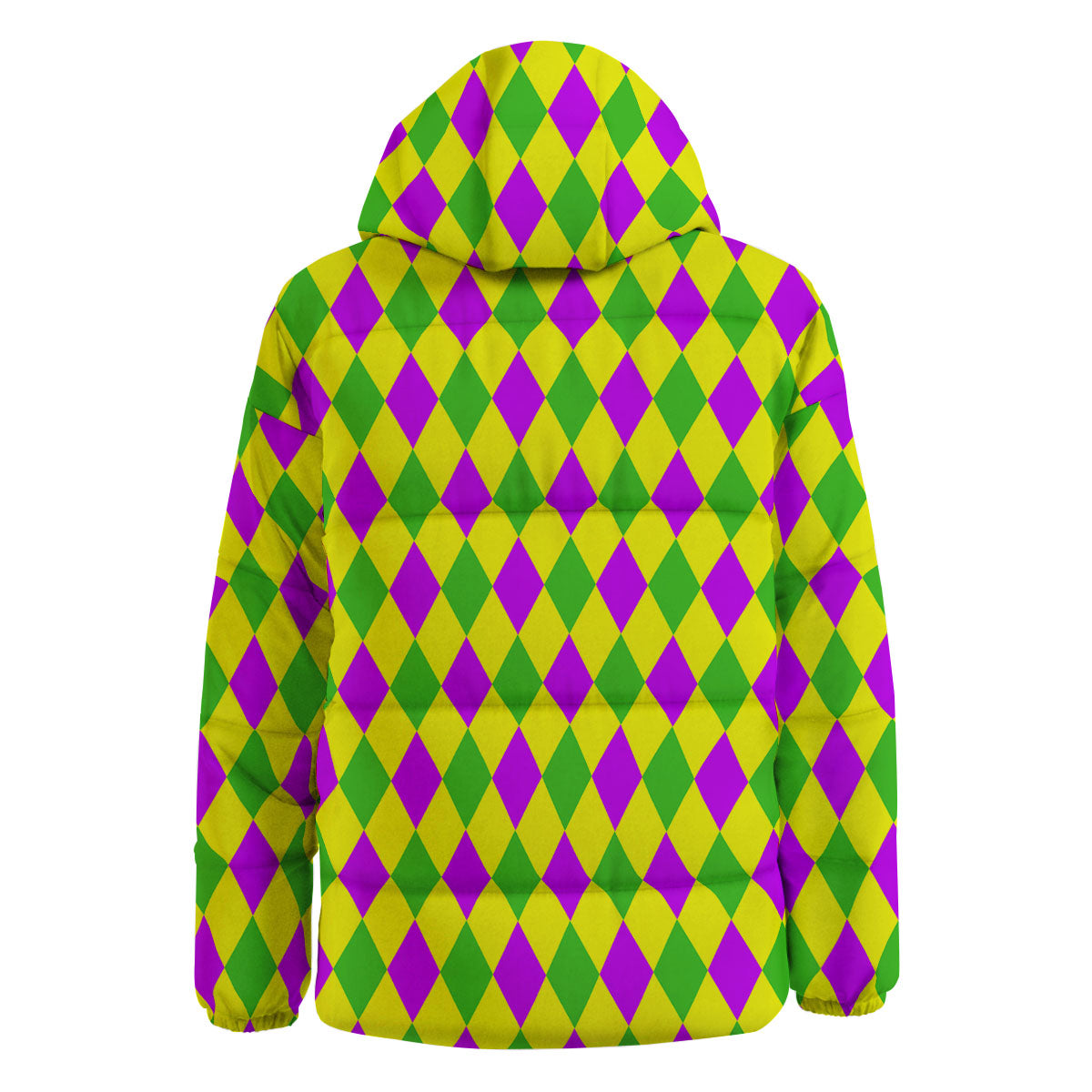 Mardi Harlequin Gras Print Pattern Down Jacket-grizzshop