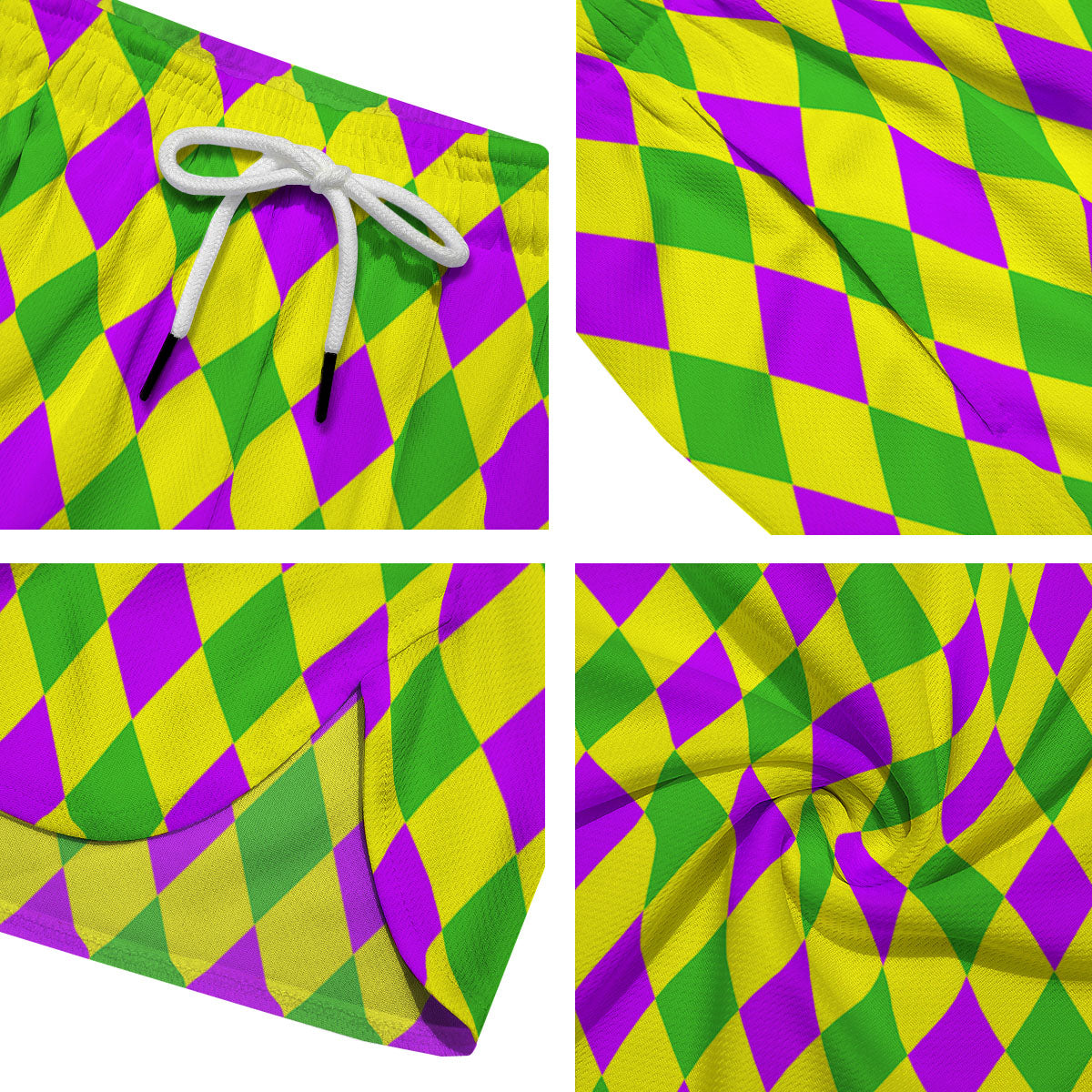 Mardi Harlequin Gras Print Pattern Men's Running Shorts-grizzshop